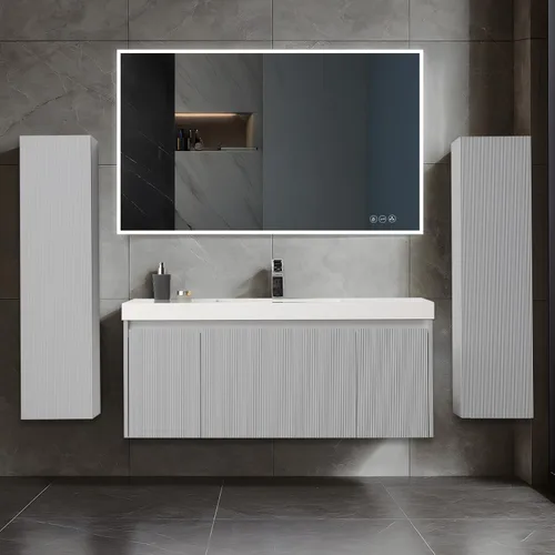 Vista 39 de Blossom Lavabo de baño de 20 pulgadas con tocador, todo en madera montado en la pared, gabinete flotante de baño con tocador con fregadero