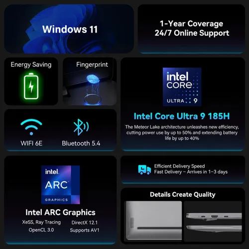 Vista 2 de GEEKOM GeekBook X16 Pro Laptop, 16" 2.5K IPS, 2.8 lb Ultra-Light Notebook