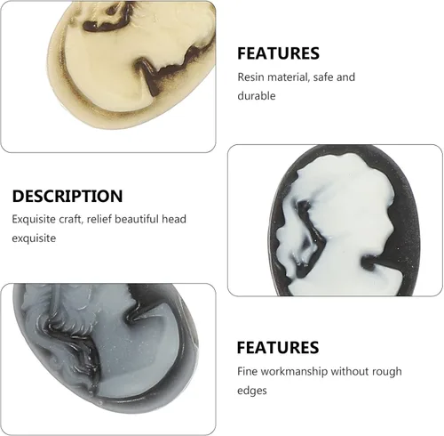 Vista 9 de COHEALI 48 piezas de cabujones de resina, adornos de cabeza de belleza en relieve, dijes de espalda plana para hacer joyas, manualidades, caja
