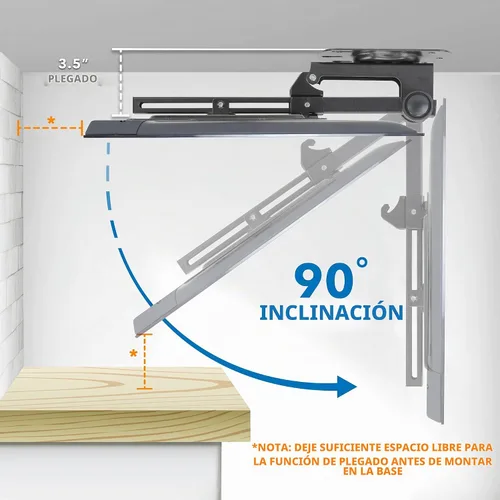 Vista 6 de Mount-It! Soporte plegable para TV de techo para televisores de 23 a 55 pulgadas, soporte abatible que ahorra espacio para techos planos e