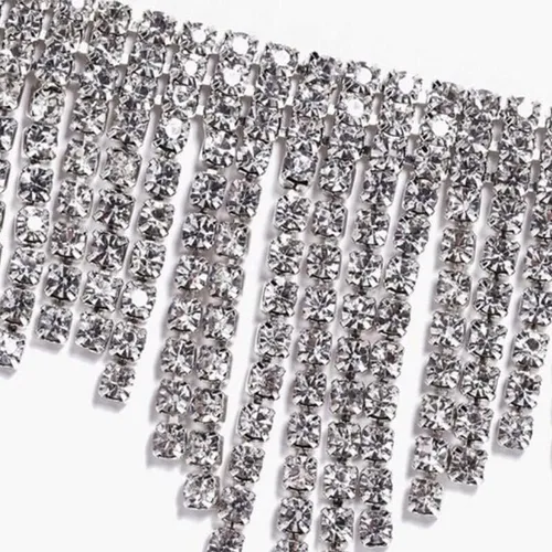 Vista 4 de FUNPARROT Collar con borlas heptagonas de diamantes de imitación para vestido de boda Estrás estrás
