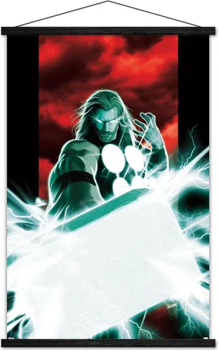 Vista 7 de Trends International Marvel Comics - Póster de pared de Thor - Mjolnir, 14.725 x 22.375 pulgadas, versión enmarcada de madera de granero