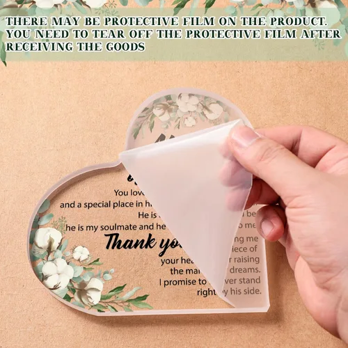 Vista 8 de Regalo para la madre del novio de la novia, regalos de madre del novio, regalos de boda, regalo de corazón cuadrado acrílico, regalo