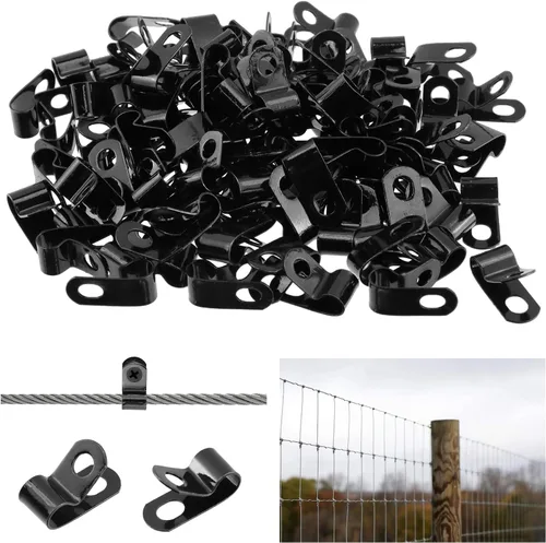 Vista 24 de Antrader Clips de cable tipo R, abrazaderas de cable de 0.12 pulgadas con tornillos, acero inoxidable 304, 100