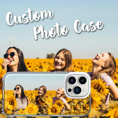 Vista 3 de Funda personalizada de doble capa para Apple iPhone 14 PRO de 6.1 pulgadas solamente, diseña tu propia funda transparente transparente para fotos