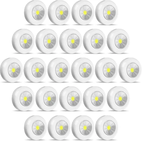 Vista 9 de Macarrie Paquete de 24 luces de disco con toque de presión, mini luz nocturna LED inalámbrica táctil de 2.68 pulgadas, 60 lúmenes, funciona