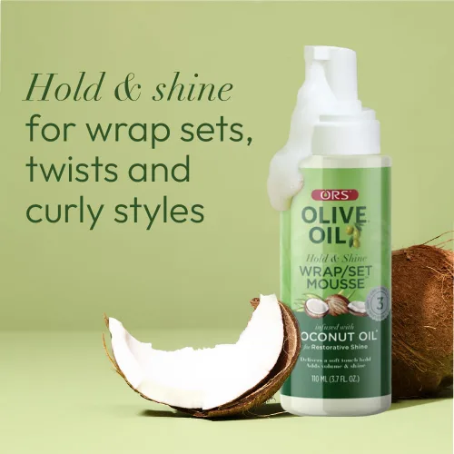 Vista 7 de ORS Set de envoltura de aceite de oliva Hold & Shine Mousse infundida con aceite de coco, 3.7 onzas (paquete de 2)