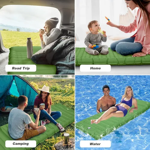 Vista 8 de Colchoneta de dormir para camping, extra grueso, 4.7 pulgadas, colchoneta inflable ultraligera e impermeable con colchón de aire integrado