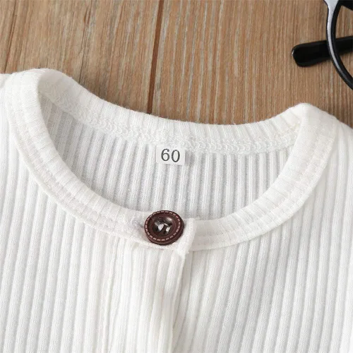 Vista 127 de Mameluco unisex de manga corta para bebé recién nacido, con botones, de una pieza, ropa de color sólido