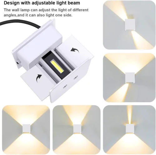 Vista 2 de Kawell Aplique de pared LED moderno de 12 W, ángulo de haz ajustable, impermeable, IP65, luz de pared de aluminio para interiores y exteriores