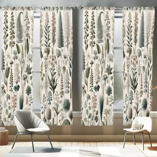 Vista 14 de Ambesonne - Cortinas amarillas para ventana, arte moderno escandinavo de escena de jardín con flores de tulipán y mariposas bailando, juego de 2