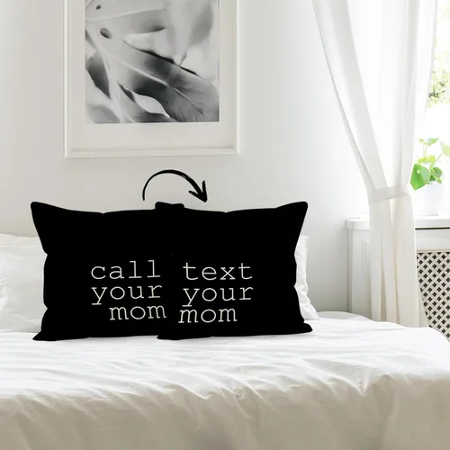 Vista 4 de Call Text Your Mom - Funda de almohada reversible de lino de 18 x 18 pulgadas, fundas de almohada para aula, regalos de graduación para decoración
