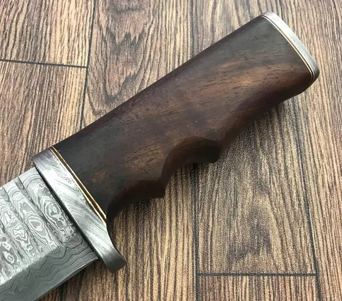 Vista 5 de RG-22 Cuchillo de caza hecho a mano de acero de Damasco de 13.5 pulgadas - Mango de madera exótica Marindi