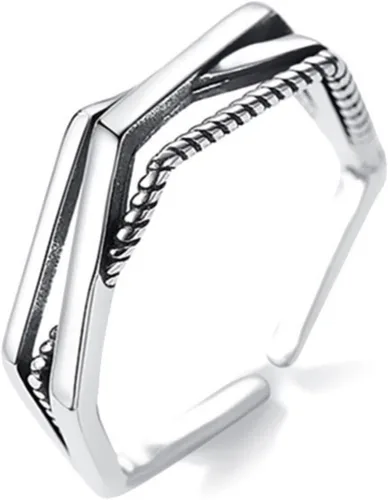 Vista 153 de Anillo de plata de ley 925, minimalista, ajustable, hecho a mano, para mujeres y niñas