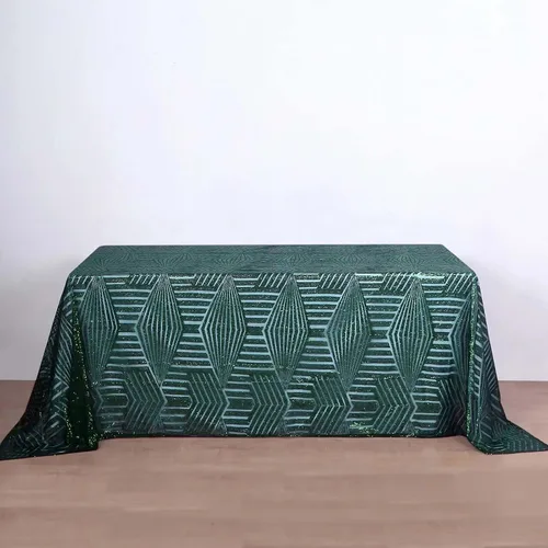 Vista 18 de Efavormart - Mesa cuadrada de tul geométrico con lentejuelas doradas brillantes de 72 pulgadas Dorado