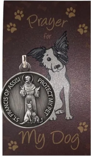 Vista 3 de Westmon Works Medalla Colgante de San Francisco para Collar de Perros con Tarjeta de Oración para Mascotas