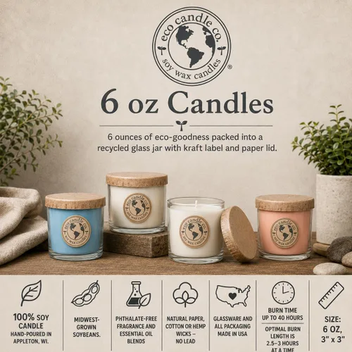 Vista 4 de Eco Candle Co. Vela Reciclada, Gardenia y Guayaba, 6 oz. – Aromas de Gardenia, Jazmín, Guayaba y Verdes Tropicales – 100% Cera de Soja, Sin Plomo