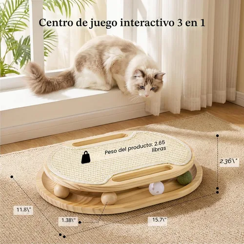 Vista 8 de Cat Scratcher with Ball Track Toy, Sisal Scratch Pad for Indoor Use 2-Natural