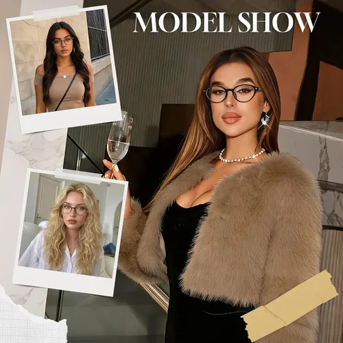 Vista 3 de Dollger Gafas de luz azul para mujer, gafas vintage con marco ovalado pequeño