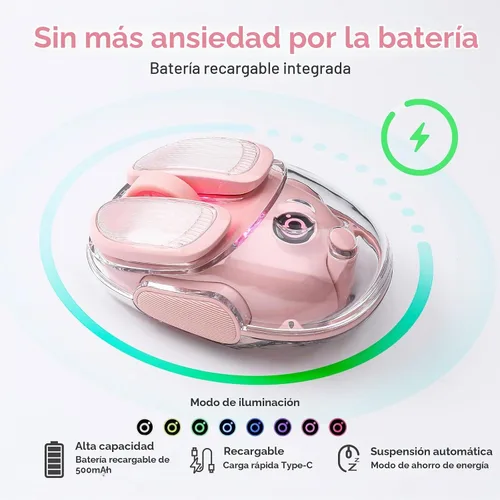 Vista 5 de Q9 Ratón inalámbrico transparente para computadora, 2.4G/ratón Rosa