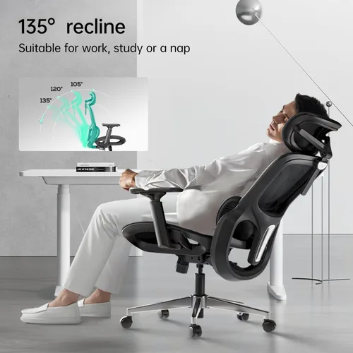 Vista 13 de Hbada P2 Silla de oficina ergonómica con soporte lumbar 3D, sillas de malla con brazos de rotación 3D de 360°, reposacabezas 3D y asiento cómodo