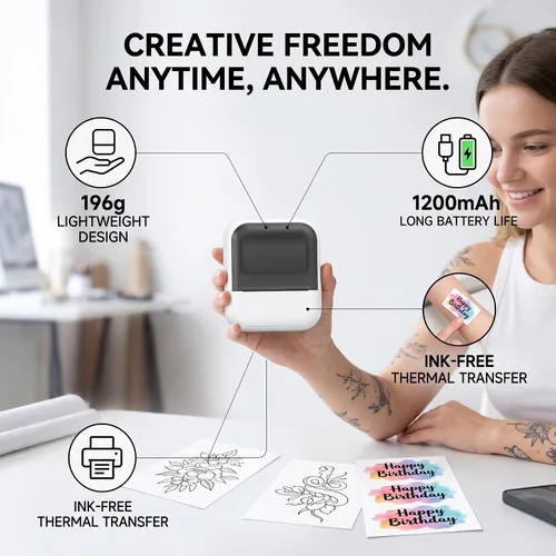 Vista 4 de Mini impresora de la plantilla del tatuaje, copiadora termal portátil