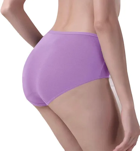 Vista 6 de Ropa interior para mujer, de algodón, a media cintura, no marca los rollitos, cobertura completa, calzones para mujer, lencería, paquete con varias