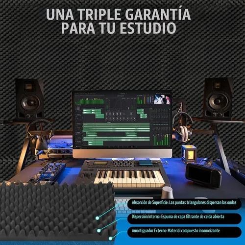 Vista 3 de Paquete de 2 Paneles Acústicos, 48X24X2 Pulgadas Paneles de Pared de Espuma Tipo Caja de Huevos Insonorizantes, paneles de espuma a prueba de sonido