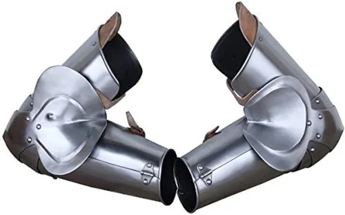 Vista 2 de Caballero Medieval Armadura de Brazo Completo Reebrace, Vambrace and Elbow Cops Silver, plateado