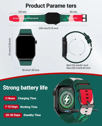 Vista 7 de SOUYIE Reloj inteligente con tema navideño 2025 para hombres y mujeres, Android iPhone, con llamada Bluetooth (respuesta/hacer llamada), rastreador