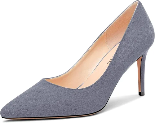 Vista 19 de Castamere Zapatos de tacón alto básicos para mujer, sin cordones, puntiagudos, tacón de aguja de 3.3 in charol leopardo beige
