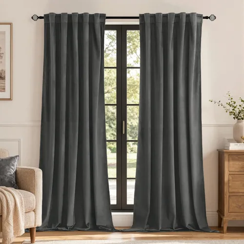 Vista 26 de MIULEE Cortinas de terciopelo de 84 pulgadas de largo, juego de 2 paneles para dormitorio, con pestaña trasera plisada, de lujo, aislamiento