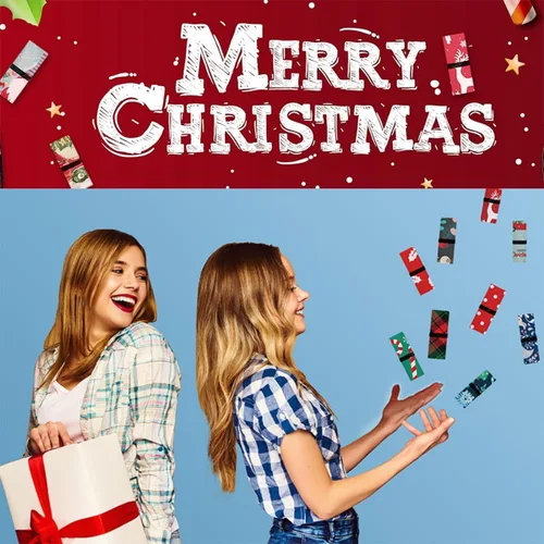 Vista 6 de BeeGreen Bolsas de comestibles reutilizables de Navidad con bolsa de almacenamiento con cremallera, paquete de 10 bolsas de compras reutilizables a