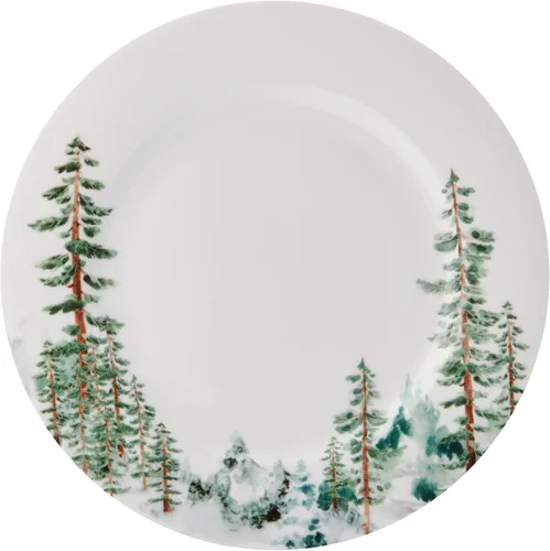 Vista 5 de Mikasa Watercolor Forest Bone China - Juego de vajilla ligera de 16 piezas resistente a las astillas, servicio para 4, color blanco