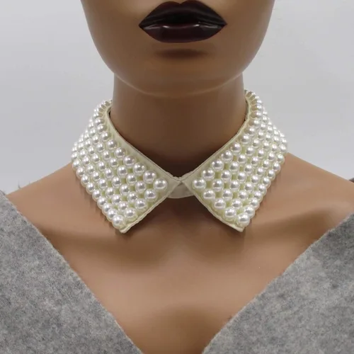 Vista 2 de Trimscraft collar collar de perlas simuladas desmontable falso collar gargantilla ropa accesorio para mujer