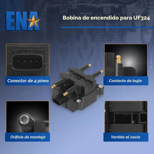 Vista 3 de Bobina de encendido con 4 conectores para Subaru 2,2 L, 2,5 L compatible con 22433-AA410 22433-AA570