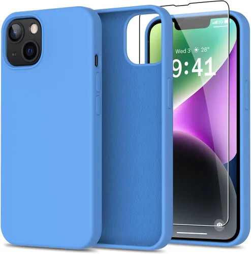 Vista 75 de bemal Funda para iPhone 14 Pro con protector de pantalla, silicona líquida de ajuste delgado, forro de microfibra suave, diseñada para mujeres