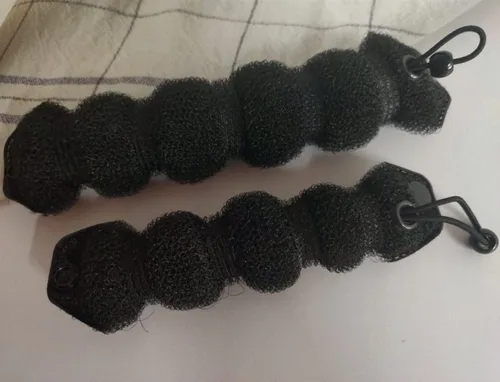 Vista 4 de Bun Maker - Estilizadores de cabello de espuma para mujer, 2 unidades (1 grande, 1 pequeña), negro, accesorios de material de esponja