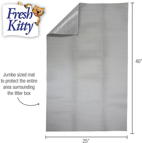 Vista 5 de Fresh Kitty Alfombrilla de espuma extragrande duradera XL, libre de ftalatos y BPA, resistente al agua, atrapa la arena de la caja, control
