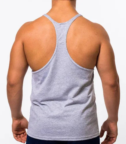 Vista 2 de Q.Y.Fashion Camiseta sin mangas de algodón en blanco para hombre, con espalda en Y, para entrenamiento, gimnasio, culturismo, fitness