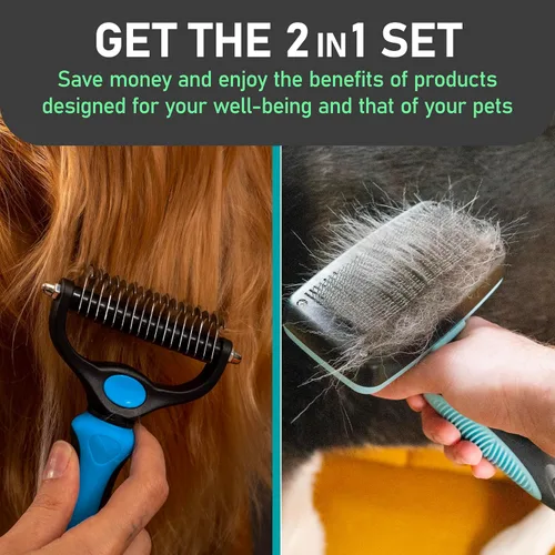 Vista 8 de Maxpower Planet Rastrillo para Perros y Cepillo de Pelo de Perro - Remueve Suavemente el Subpelo Suelto, Nudos y Enredos - Herramienta de Deslanado