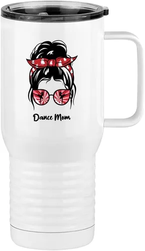 Vista 12 de Just So Posh Vaso de béisbol para mamá, taza de café de viaje con asa y tapa deslizante, color blanco de 20 onzas, color camello polar, acero