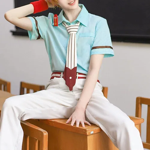 Vista 4 de Hanako Kun - Disfraz de cosplay de Minamoto Kou Mitsuba, uniforme de cosplay con peluca