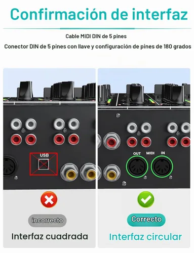 Vista 4 de EMK Cable DIN MIDI de 5 pines macho a macho, compatible con teclado MIDI/sintetizador/guitarra/multiefectos de guitarra/interfaz de audio/mezclador