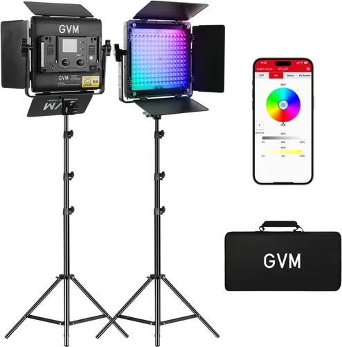Vista 8 de GVM RGB LED Panel de luz de video, iluminación de fotografía con control de aplicación, kit de iluminación de video 800D para YouTube Studio