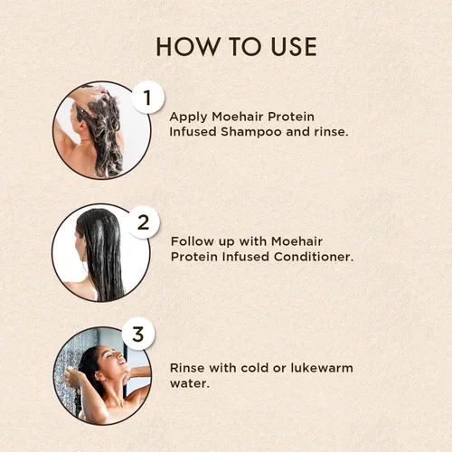 Vista 5 de MOEHAIR Juego de champú y acondicionador con infusión de proteínas para cabello seco y dañado, fortalece la fibra capilar, sin sulfatos ni