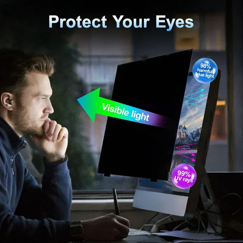 Vista 4 de Paquete de 2 pantallas magnéticas de privacidad de computadora de 24 pulgadas para monitor con relación de aspecto 16:9, protector de privacidad