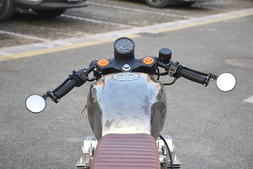 Vista 6 de 001-B Cafe Racer - Espejos plegables para motocicleta, retrovisor, color negro, para manillares de 7/8 pulgadas, compatibles con motos de calle