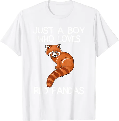 Vista 91 de Just A Boy Who Loves Red Pandas Gift - Camiseta con diseño de panda roja, Negro, S