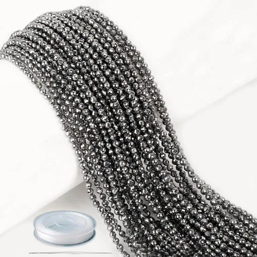 Vista 18 de AD Beads Cuentas naturales de piedras preciosas con corte de diamante micro facetado de 4 mm pequeñas y redondas para hacer collares y pulseras DIY
